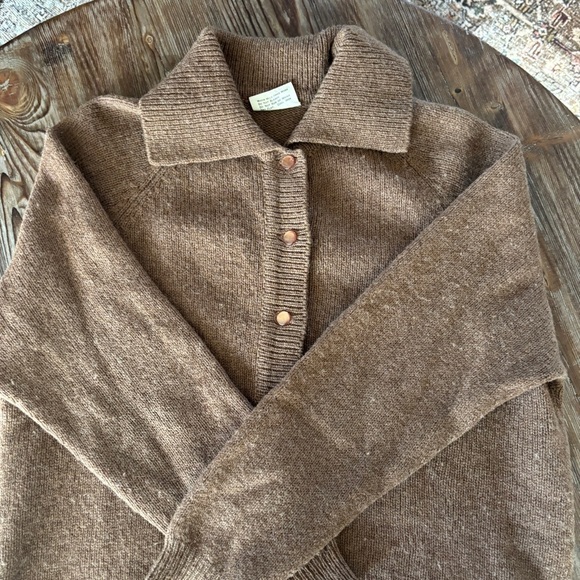 Scotch Wool Shop Womens Cardigan Sweater Buttong Front Collared Brown Size 40 - Picture 1 of 12